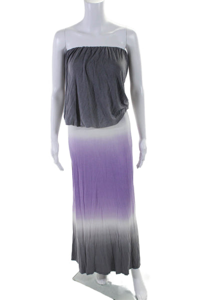 Young Fabulous & Broke Womens Square Neck Ombre Long Maxi Dress Purple Size S