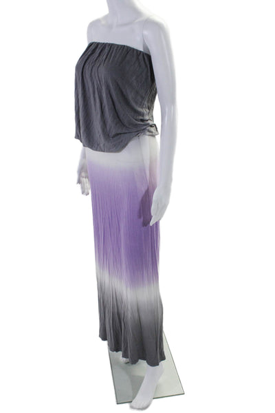 Young Fabulous & Broke Womens Square Neck Ombre Long Maxi Dress Purple Size S