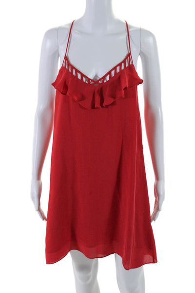 Rebecca Minkoff Silk V-neck Strapless Ruffle Slip On Dress Red Size 6