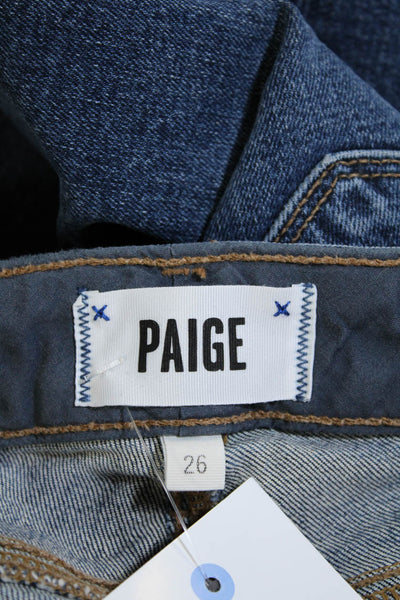 Paige Women's Midrise Medium Wash Five Pockets Straight Leg Denim Pants Size 26