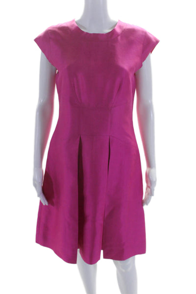 Kate Spade New York Womens Silk Cap Sleeve Pleated A Line Dress Pink Size 8