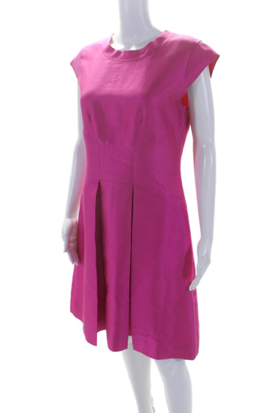 Kate Spade New York Womens Silk Cap Sleeve Pleated A Line Dress Pink Size 8