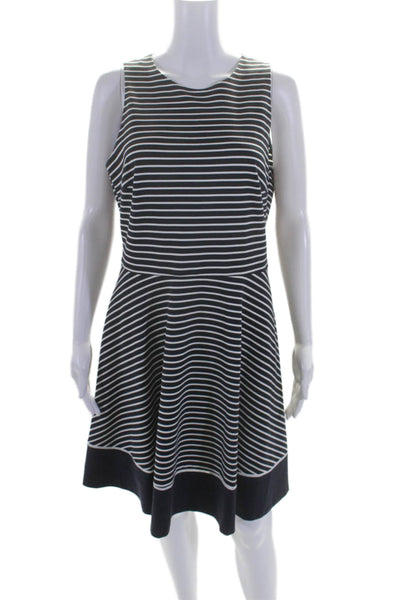 Kate Spade New York Womens Striped Sleeveless A Line Dress Blue Size 8