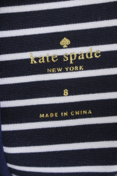 Kate Spade New York Womens Striped Sleeveless A Line Dress Blue Size 8