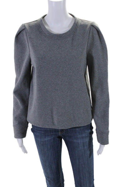 Rachel Roy Womens Cotton Back Zip Pullover Crewneck Sweater Gray Size M