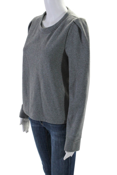 Rachel Roy Womens Cotton Back Zip Pullover Crewneck Sweater Gray Size M