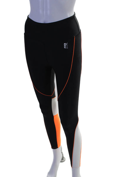 PE Nation Womens Pull On High Rise Leggings Black Orange Size Extra Small