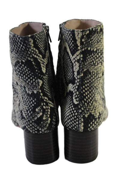 Loeffler Randall Womens Snakeskin Print Ankle Boots White Black Size 6 B