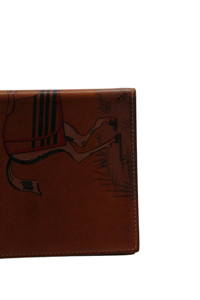 Hermes Unisex Leather Horse Print Open Front Small Agenda Book Brown Black