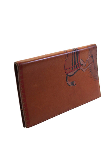 Hermes Unisex Leather Horse Print Open Front Small Agenda Book Brown Black