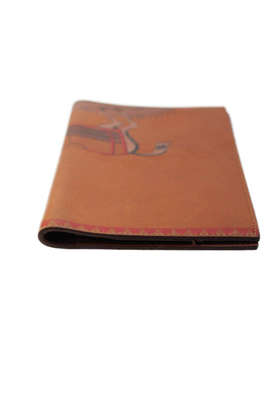 Hermes Unisex Leather Horse Print Open Front Small Agenda Book Brown Black