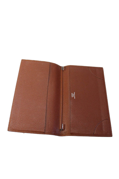 Hermes Unisex Leather Horse Print Open Front Small Agenda Book Brown Black