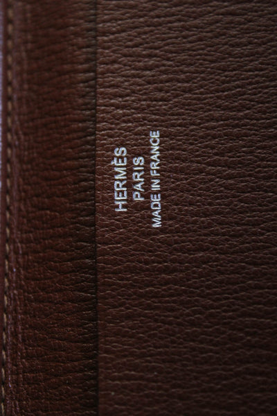 Hermes Unisex Leather Horse Print Open Front Small Agenda Book Brown Black