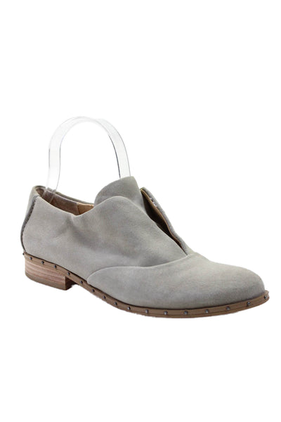 Splendid Women's Round Toe Suede Leather Flat Oxford Shoes Gray Size 6