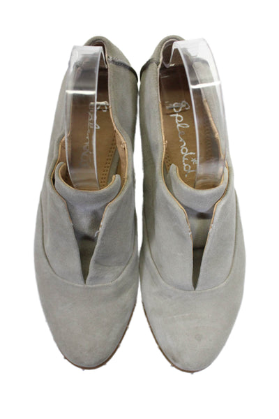 Splendid Women's Round Toe Suede Leather Flat Oxford Shoes Gray Size 6