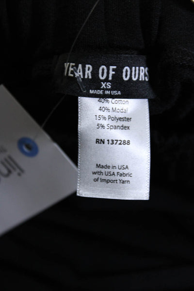 Year Of Ours Womens Cotton Lined Cuff Bottom Drawstring Sweatpants Black Size XS