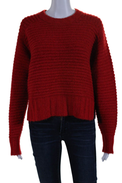 Pistola Womens Textured Thick Knit Round Neck Pullover Sweater Red Size XS