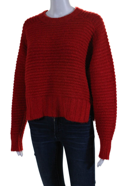 Pistola Womens Textured Thick Knit Round Neck Pullover Sweater Red Size XS