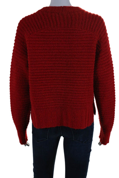 Pistola Womens Textured Thick Knit Round Neck Pullover Sweater Red Size XS