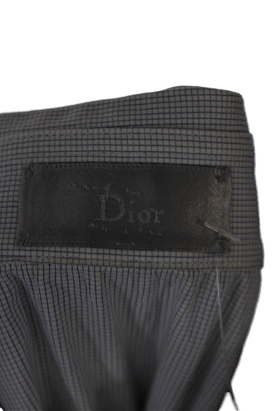 Dior Mens Cotton Long Sleeve Plaid Button Down Dress Short Blue Size 43