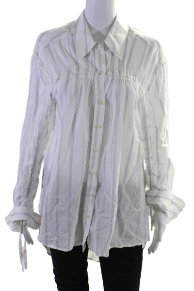 Current/Elliott Women's Collared Long Sleeves Button Down Shirt Striped Size 1