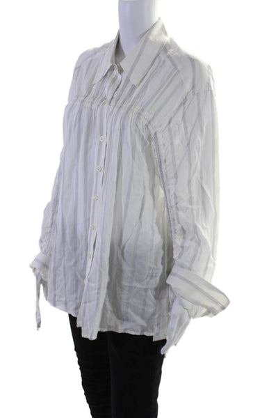 Current/Elliott Women's Collared Long Sleeves Button Down Shirt Striped Size 1