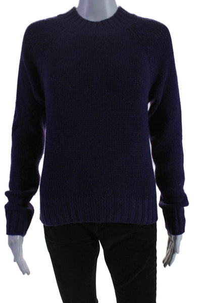 Vince Womens Cashmere Texture Knitted Long Sleeve Pullover Sweater Purple Size M