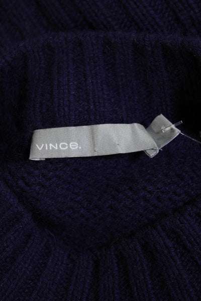 Vince Womens Cashmere Texture Knitted Long Sleeve Pullover Sweater Purple Size M