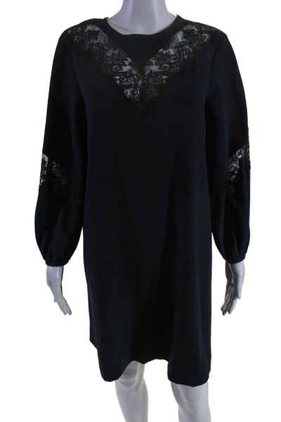 Claudie Pierlot Womens Textured Long Sleeve Lace Straight Dress Black Size EUR 3