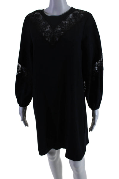 Claudie Pierlot Womens Textured Long Sleeve Lace Straight Dress Black Size EUR 3