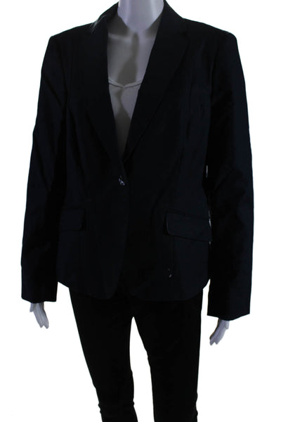 Brooks Brothers Womens Lined Collar Open Front Button Blazer Black Size 12