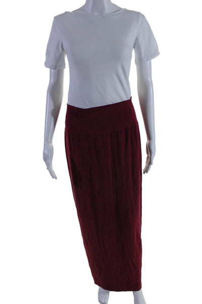 Eileen Fisher Womens Elastic Waistband Jersey Bodycon Long Skirt Red Size S