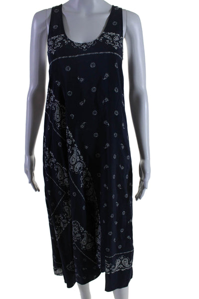 Theory Womens Silk Paisley Print Apalania Bandana Dress Navy Blue White Size 0