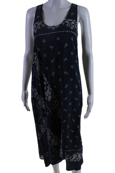 Theory Womens Silk Paisley Print Apalania Bandana Dress Navy Blue White Size 0