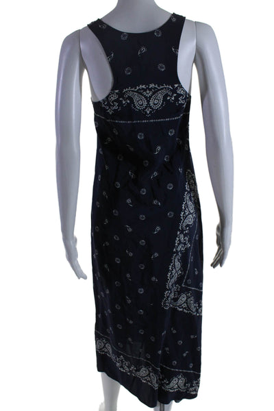 Theory Womens Silk Paisley Print Apalania Bandana Dress Navy Blue White Size 0