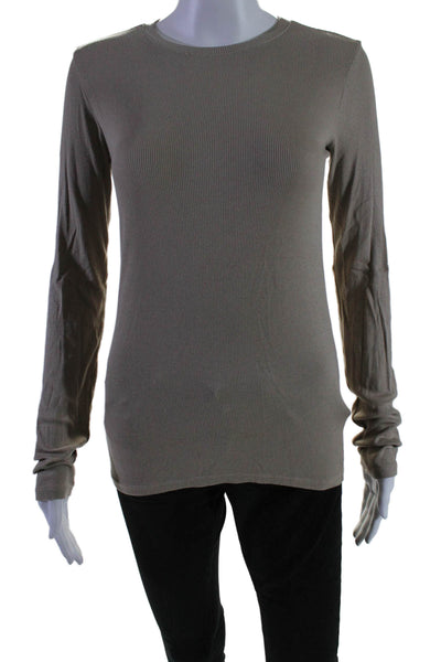 Cotton Citizen Womens Ribbed Long Sleeves Sweater Beige Cotton Size Small