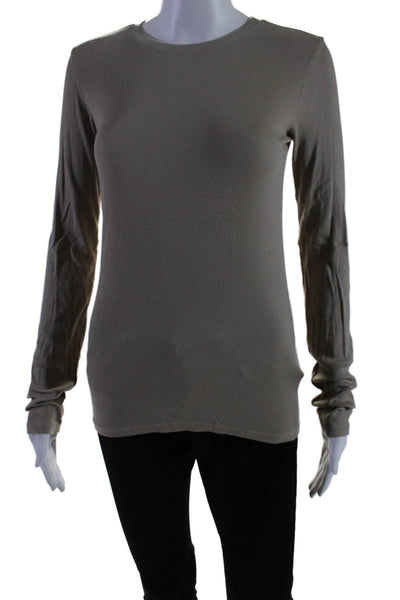 Cotton Citizen Womens Ribbed Long Sleeves Sweater Beige Cotton Size Small