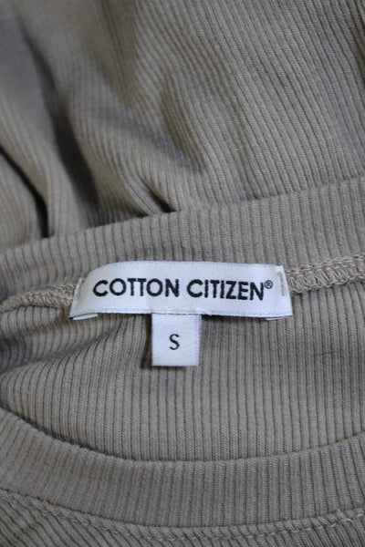 Cotton Citizen Womens Ribbed Long Sleeves Sweater Beige Cotton Size Small