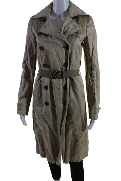 Gryphon New York Womens Button Down Belted Trench Coat Beige Cotton Size 8