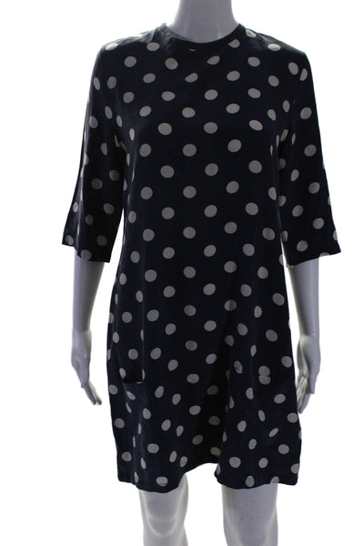 Equipment Femme Womens Round Neck Short Sleeves Silk Mini Dress Polka Dot Size S