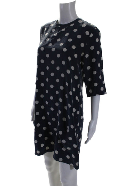 Equipment Femme Womens Round Neck Short Sleeves Silk Mini Dress Polka Dot Size S