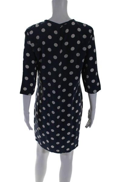 Equipment Femme Womens Round Neck Short Sleeves Silk Mini Dress Polka Dot Size S