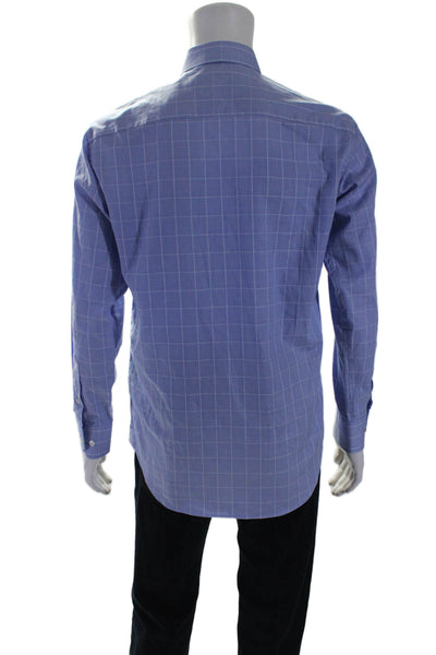 Bugatchi Mens Cotton Striped Long Sleeve Collared Buttoned-Up Blue Size EUR 32