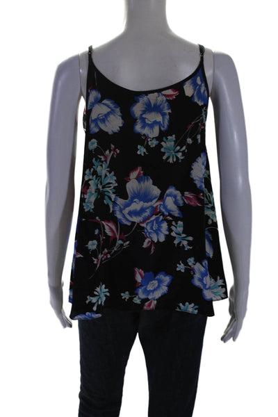 Yumi Kim Womens Silk Floral Print Scoop Neck Floral Ruffle Cami Black Size M