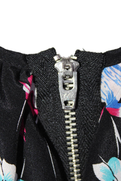 Yumi Kim Womens Silk Floral Print Scoop Neck Floral Ruffle Cami Black Size M