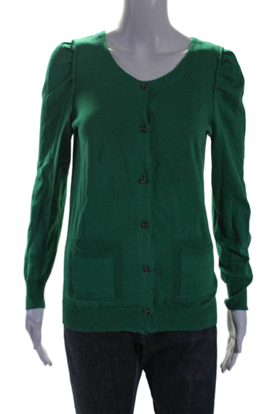 Marc By Marc Jacobs Womens Cotton Long Sleeve Buttoned Knit Blouse Green Size S