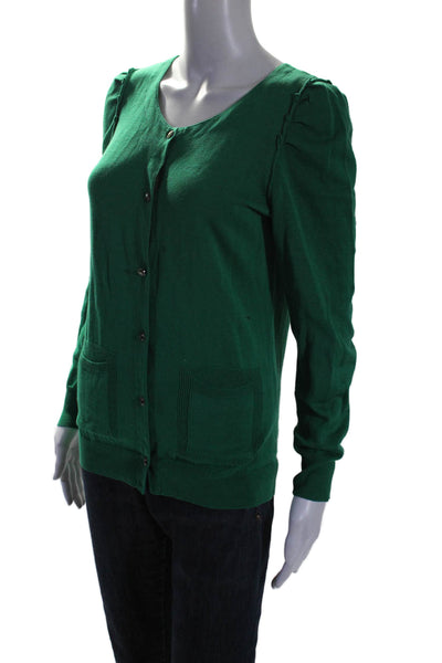 Marc By Marc Jacobs Womens Cotton Long Sleeve Buttoned Knit Blouse Green Size S