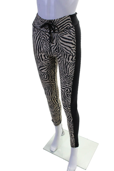 PE Nation Womens Animal Print High Rise Pull On Leggings Beige Black Size 4