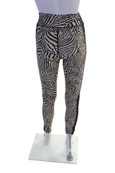 PE Nation Womens Animal Print High Rise Pull On Leggings Beige Black Size 4