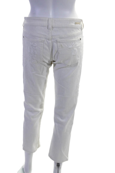 Pilcro and the Letterpress Anthropologie Womens White Embroidered Jeans Size 25